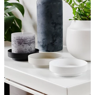 Vienna oszlopgyertyatartó és tálca porszórt bézs színben, S méret