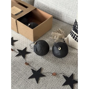 Fekete Pulp karácsonyi gömb szett – hat darabos, díszdobozos dekoráció