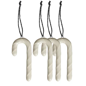 Kerámia Candy canes díszek – fényes homok színű, 4 darabos szett.