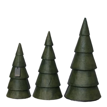 Pulp fenyőfa szett – égetett olivazöld színű, három méretben
