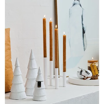 Pulp fenyőfák fehér színben – három méretű karácsonyi dekoráció