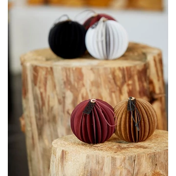 Bordó Papír karácsonyi gömb – kézzel formált, természetes dísz