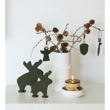 WOOD’z angyalpár égetett olivazöld színben – kézzel formált karácsonyi dekoráció