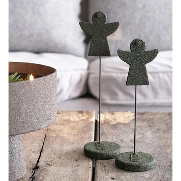 WOOD’z angyalpár égetett olivazöld színben – kézzel formált karácsonyi dekoráció