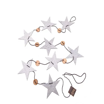 Ökofilc csillag girland – fehér eco-felt karácsonyi dekoráció