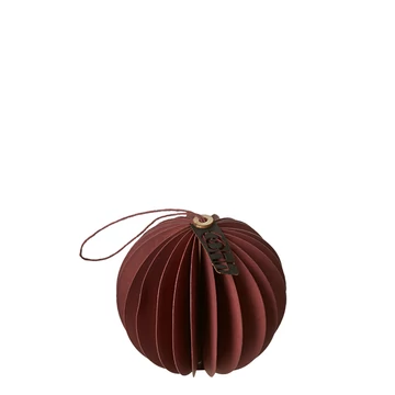 Bordó Papír karácsonyi gömb – kézzel formált, természetes dísz