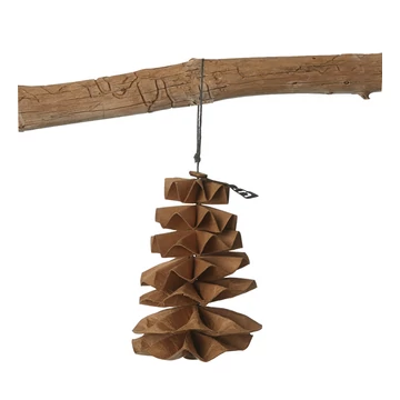 Natúr Papír toboz karácsonyfa dísz – kézzel formált, természetes dekoráció