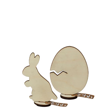 Fa húsvéti nyuszi és tojás dísz, álló, 1 pár - natúr - S