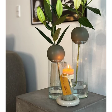 Blossom váza + ball szett - Clear + Oliva - L