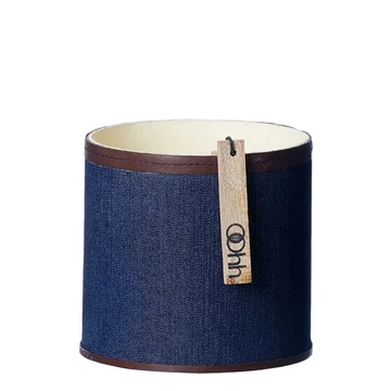 Kézzel készült kis méretű kaspó újrahasznosított farmerből, karakteres textúrával