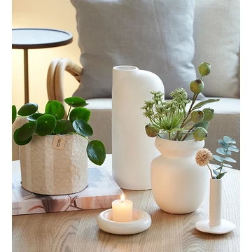 Bézs Hampton kaspó – kézzel készült, zero waste papírból, S méret