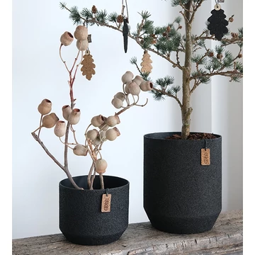 WOOD’z Alba kaspó – Fekete – L méret, magasított forma, strukturált felület