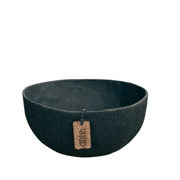 WOOD’z Kézzel készült fekete tál L méretben – égetett fűrészporral díszítve