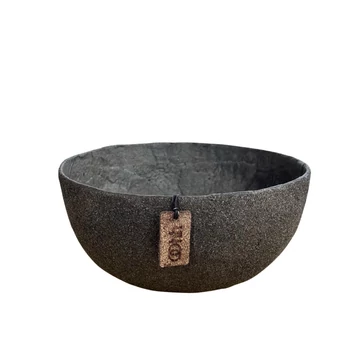 WOOD’z Kézzel készült kávébarna tál L méretben – égetett fűrészporral díszítve