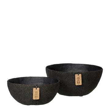 WOOD’z Kézzel készült fekete tál szett – égetett fűrészporral díszítve