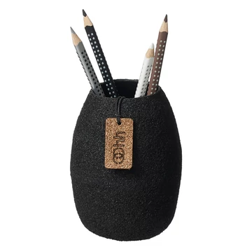 WOOD’z mini váza fekete színben, égetett fűrészporos felülettel