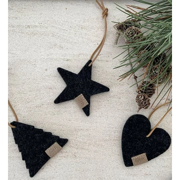 WOOL Zero waste gyapjú szív - faszén