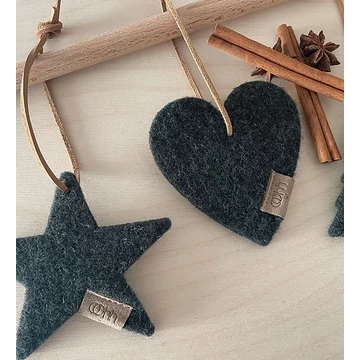 WOOL Zero waste gyapjú szív - zöld