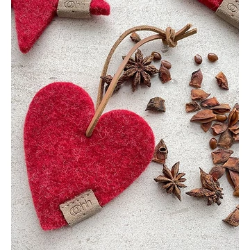 WOOL Zero waste gyapjú szív - piros