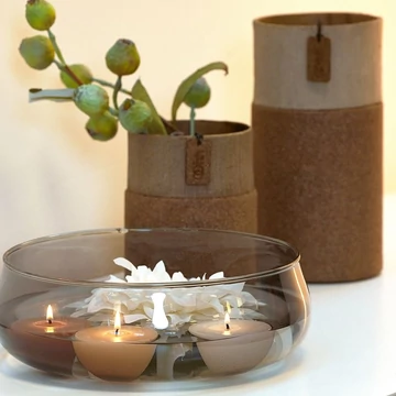 Jubilee taupe kaspó és váza Valencia mauve taupe üveg tállal