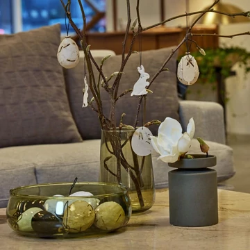 Zsályazöld Valencia üvegtál dekorációval