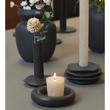 Ania kerámia gyertyatartó tálka matt fekete színben