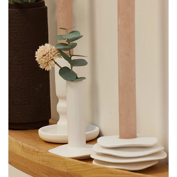 Lily kerámia gyertyatartó - matt fehér - S