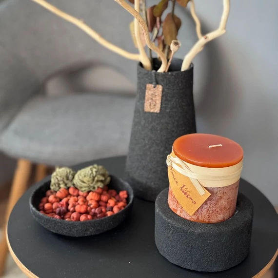 DESIGN EDIT Wood'z váza, tálka és gyertya szett – fekete