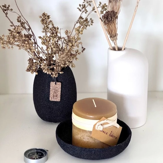 DESIGN EDIT WOOD’z és Anna váza, gyertya és tál szett – fekete/fehér