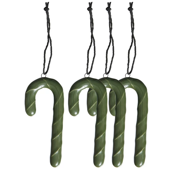 Hunting green Candy canes kerámia díszek – 4 db-os szett karácsonyra.