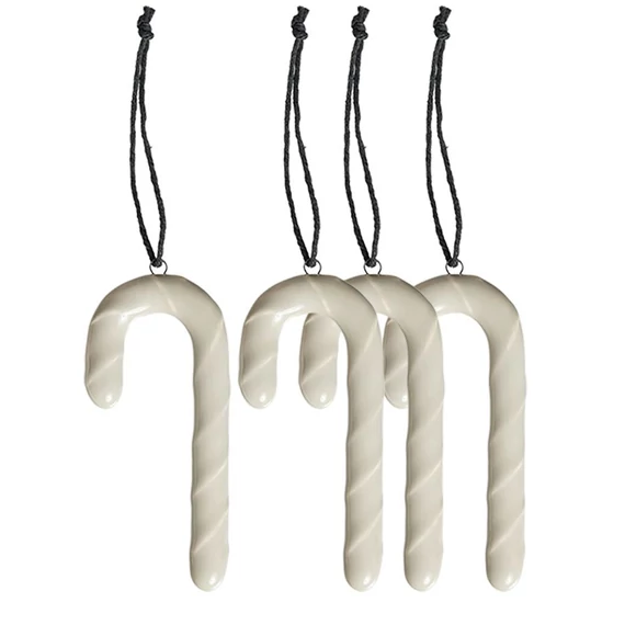 Kerámia Candy canes díszek – fényes homok színű, 4 darabos szett.