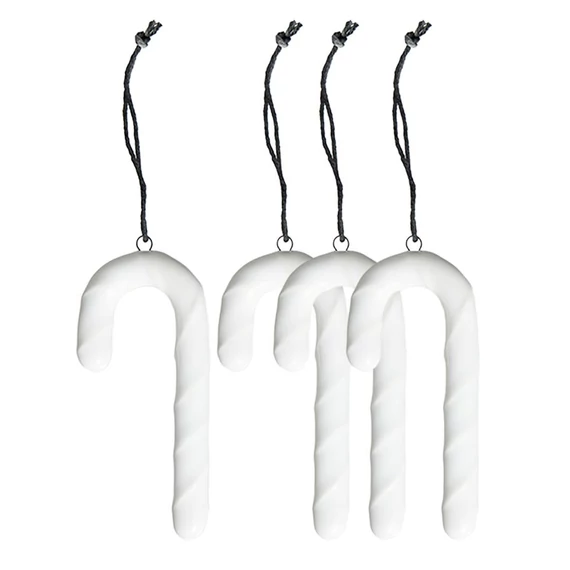 Kerámia Candy canes díszek – 4 darabos fényes fehér szett karácsonyra.