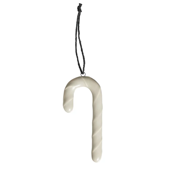 Ünnepi dekoráció – kézzel készült Candy canes kerámiából, homok árnyalatban.