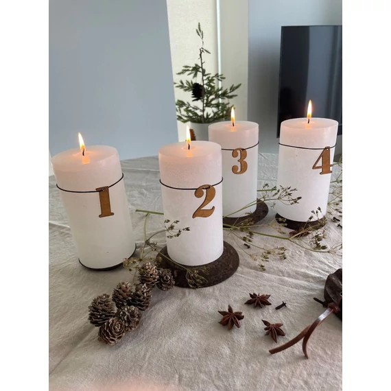 Adventi számok fából - 4db - natúr
