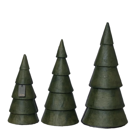 Pulp fenyőfa szett – égetett olivazöld színű, három méretben