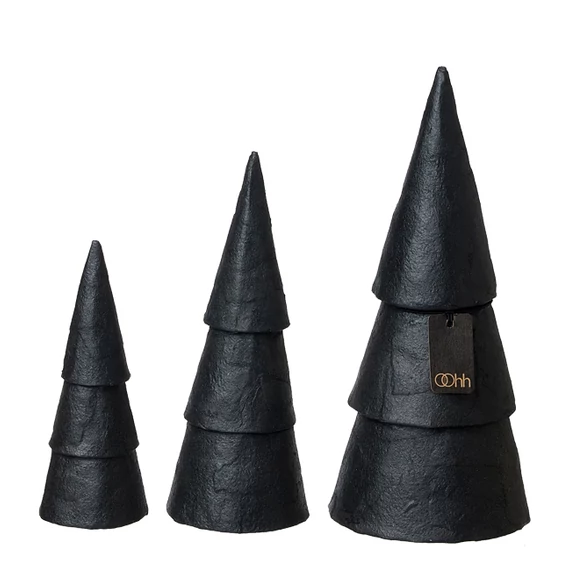 Fekete Pulp mini fenyőfa szett – három darabos karácsonyi dekoráció