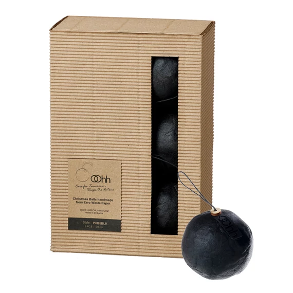 Kézzel készített papírgömbök, matt fekete árnyalatban