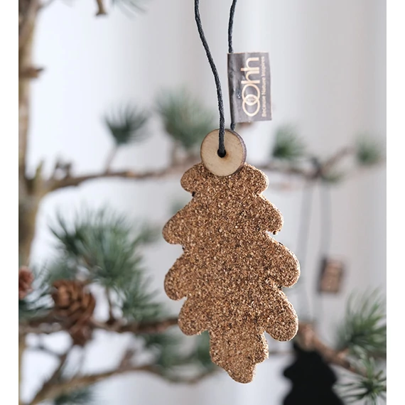 WOOD'z díszek, makk és tölgyfalevél, 1 pár - Natúr