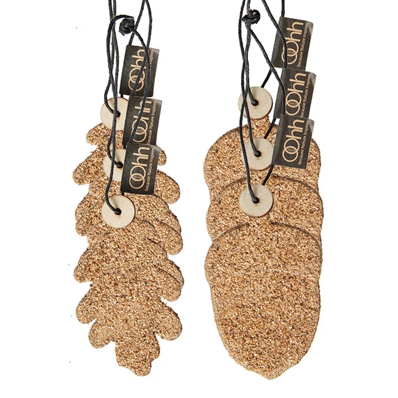 WOOD'z díszek, makk és tölgyfalevél, 1 pár - Natúr