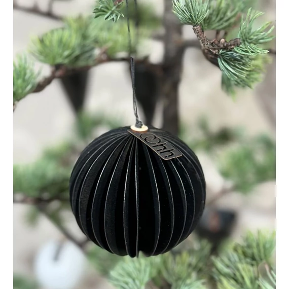 Papír bordás karácsonyi gömb - Fekete