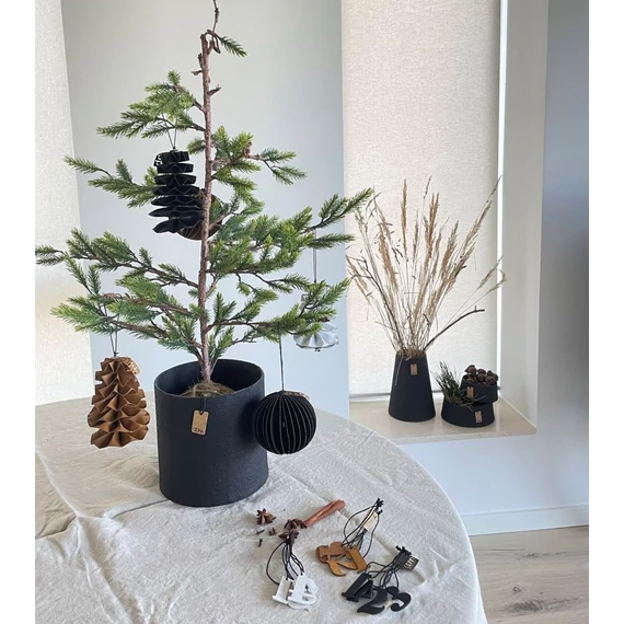 Papír bordás karácsonyi gömb - Fekete