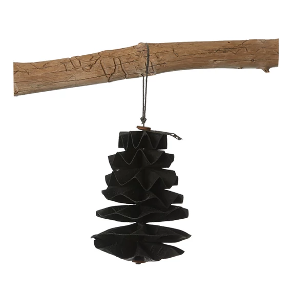 Fekete Papír toboz karácsonyfa dísz – kézzel formált, modern dekoráció