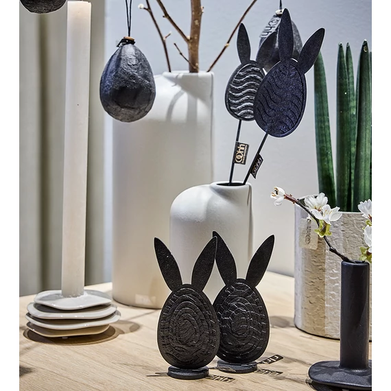 Húsvéti füles tojás dísz 2 db - fekete - s