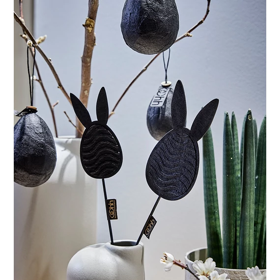 Húsvéti füles tojás dísz 2 db - fekete - s