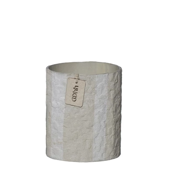 Bézs Hampton kaspó – kézzel készült, zero waste papírból, S méret