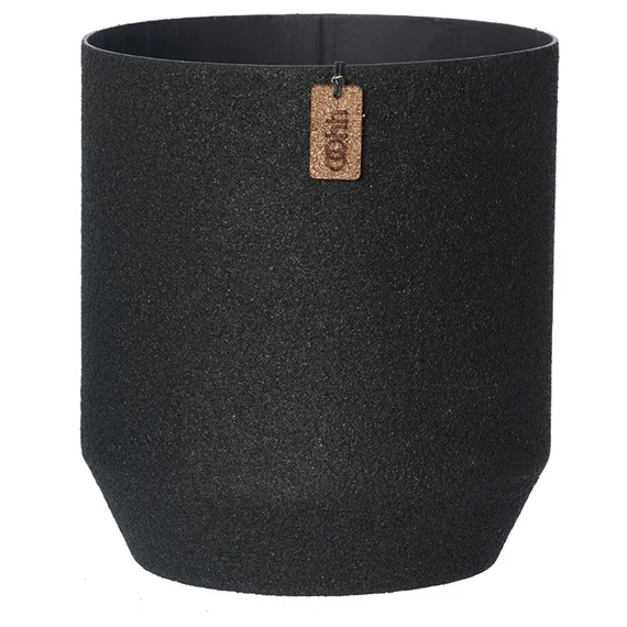 WOOD’z Alba kaspó – Fekete – L méret, magasított forma, strukturált felület