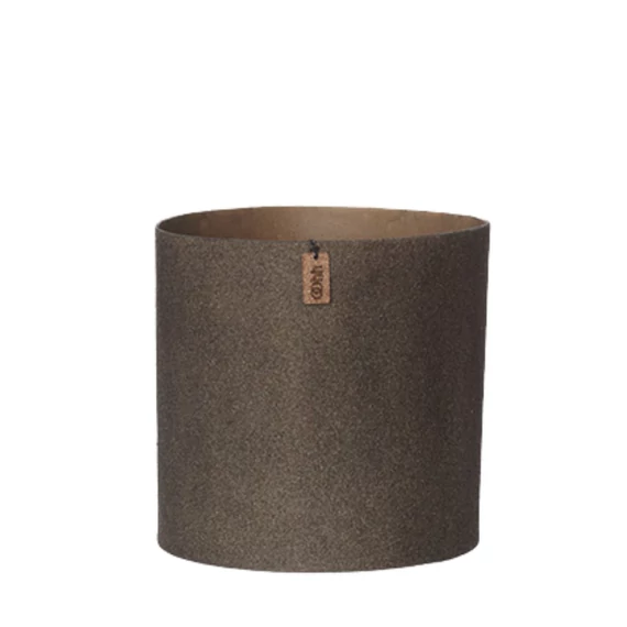 WOOD’z kollekció L méretű kaspója kávé színben, természetes fűrészporos textúrával