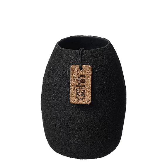 WOOD’z mini váza fekete színben, égetett fűrészporos felülettel