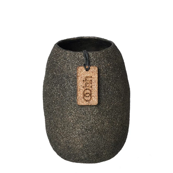 WOOD’z mini váza kávé színben, természetes fűrészporos textúrával