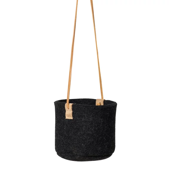 WOOL Zero waste felakasztható virágtartó, faszén színű